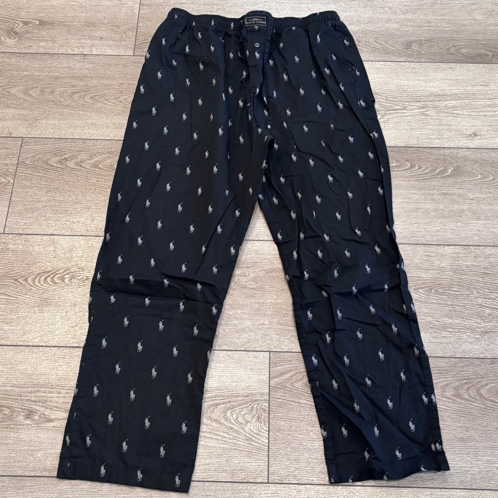 Polo Ralph Lauren Pajama Pants Mens XL Black Pony Logo Sleepwear Loungewear